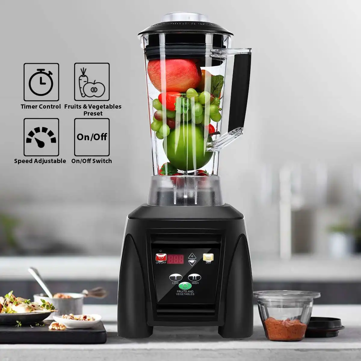 

G1100 EU/AU/US Plug 2200W 2L Cooling Fan Thermal Protection System Blenders with Blenders Tamper Radial Stainless Steel Blades