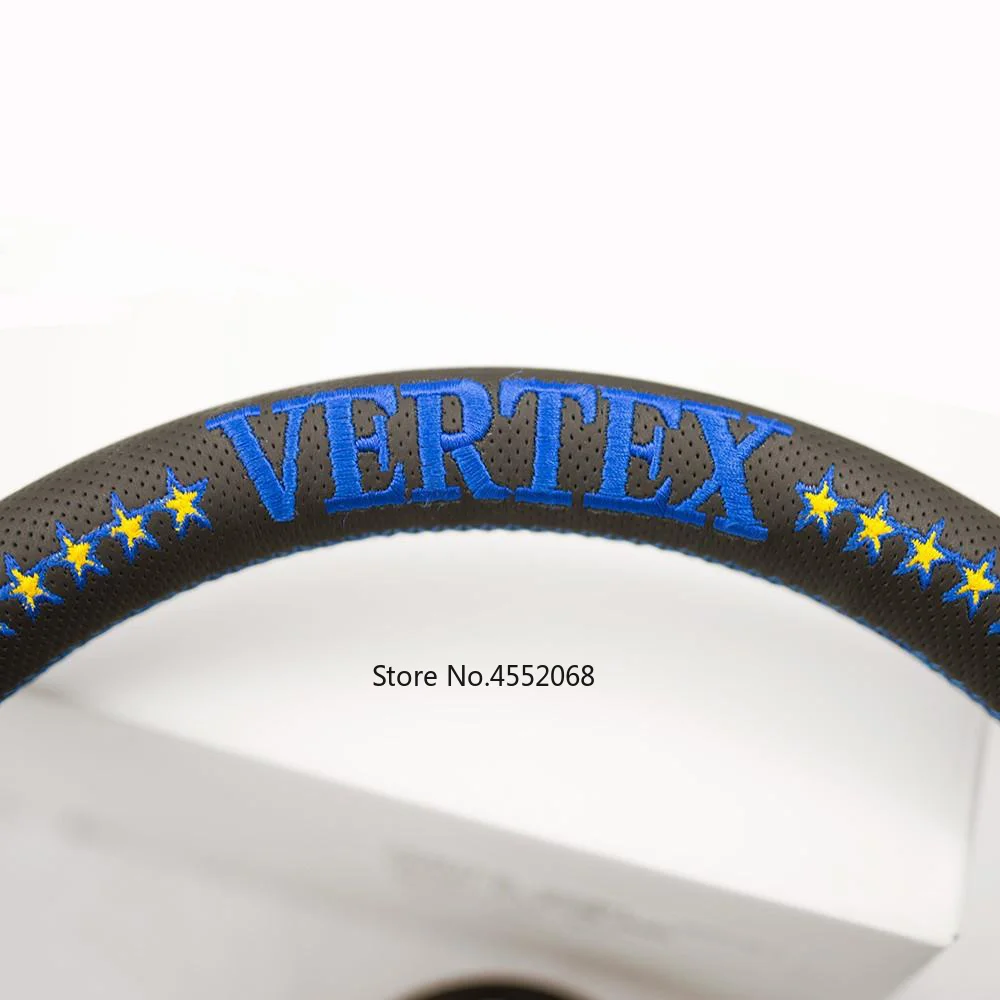 Синий/красный 330 мм VERTEX 10 звезд jdm Гоночный черный из натуральной кожи Drift руль