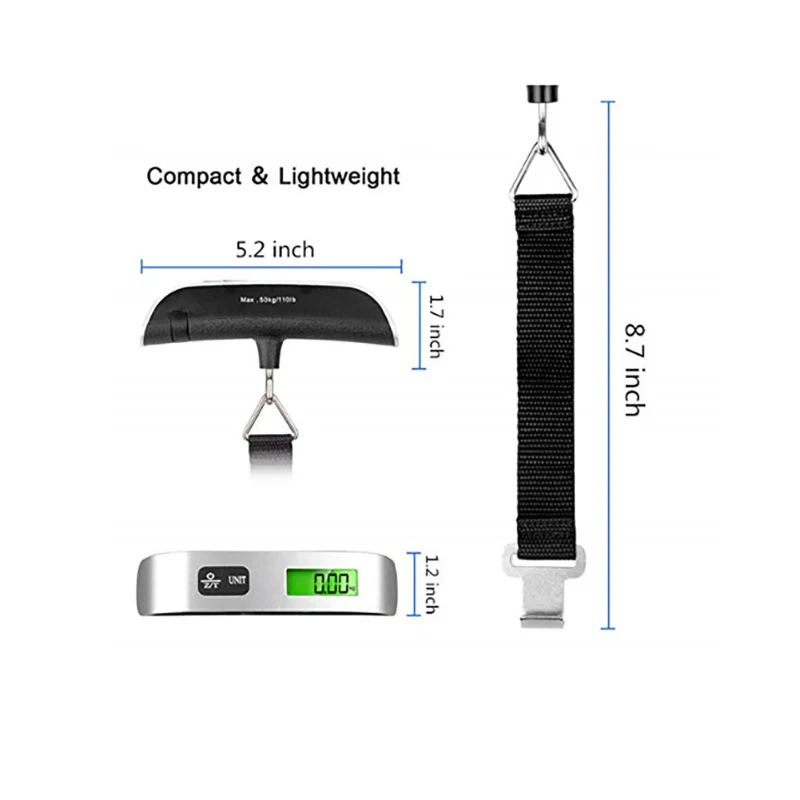 Для Чемодан для путешествий Висячие весы крюк конвейерных весов 50 кг/110lb ЖК-дисплей цифровые электронные весы для взвешивания ручной