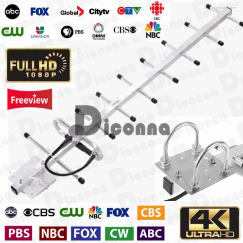 200Miles Outdoor Amplified HDTV 1080P Antenna Long Range 38dB UHF//VHF//FM Rotator