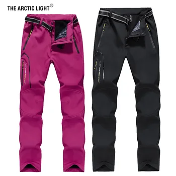 THE ARCTIC LIGHT Women's Winter Fleece Softshell Thermal Pants Outdoor Sports Hiking Trekking Skiing Camping Female Trousers new outdoor pants men women camping hiking mujer softshell pantalon hombre climbing camouflage thermal trekking hunting trousers
