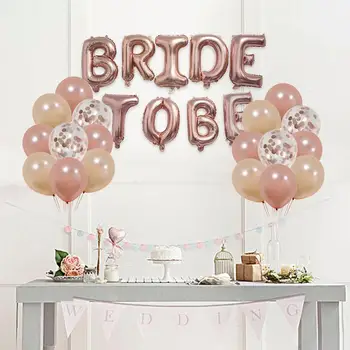 

Bride To Be Balloons Set Bachelorette Party Rose Gold Tablecloth Foil Fringe Curtain Bridal Shower Decorations Kit Supplies