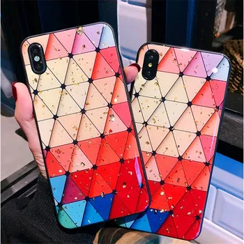 

Phone Case For Iphone 6 6s 7 8 Plus X Xr Xs Max Luxury Glitter Bling Foil Colorful Diamond Hard Pc For Iphone X Geometric Case