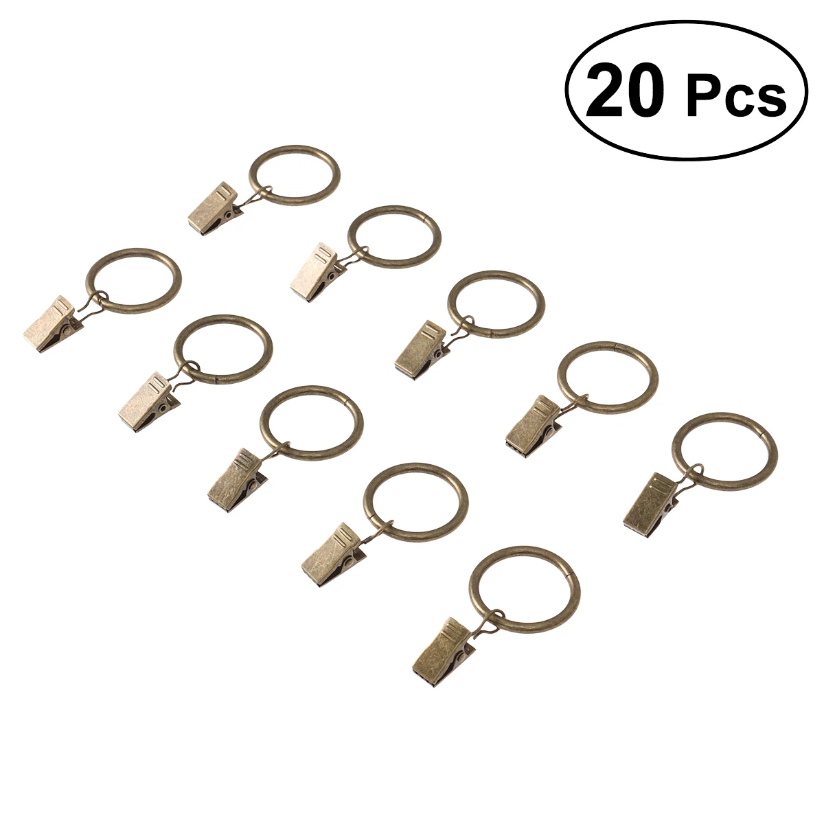 

20 Pieces Rustproof Drapery Iron Rings With Hooks Curtain Metal Loops With Clips For Livingroom Bedroom Of Home(4mm X 40mm)