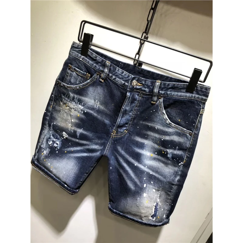 Новые летние Для мужчин Stretch Slim Fit Короткие джинсы скинни Джинсовые шорты s