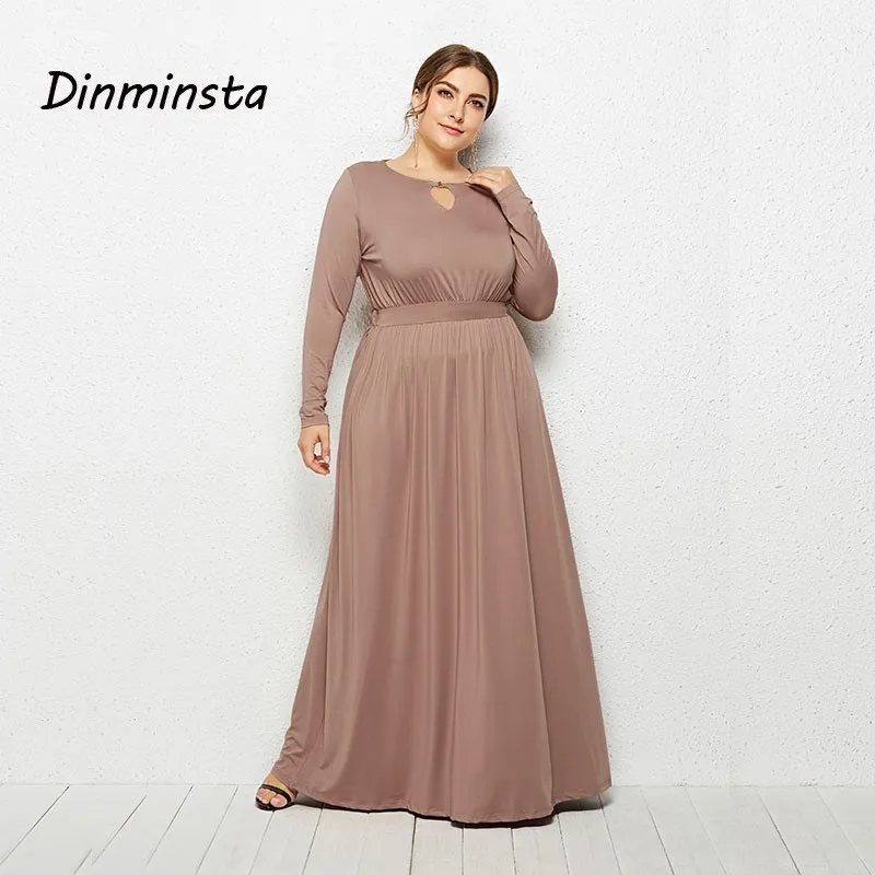 Женское длинное платье с длинным рукавом Dinminsta платье-трапеция элегантное