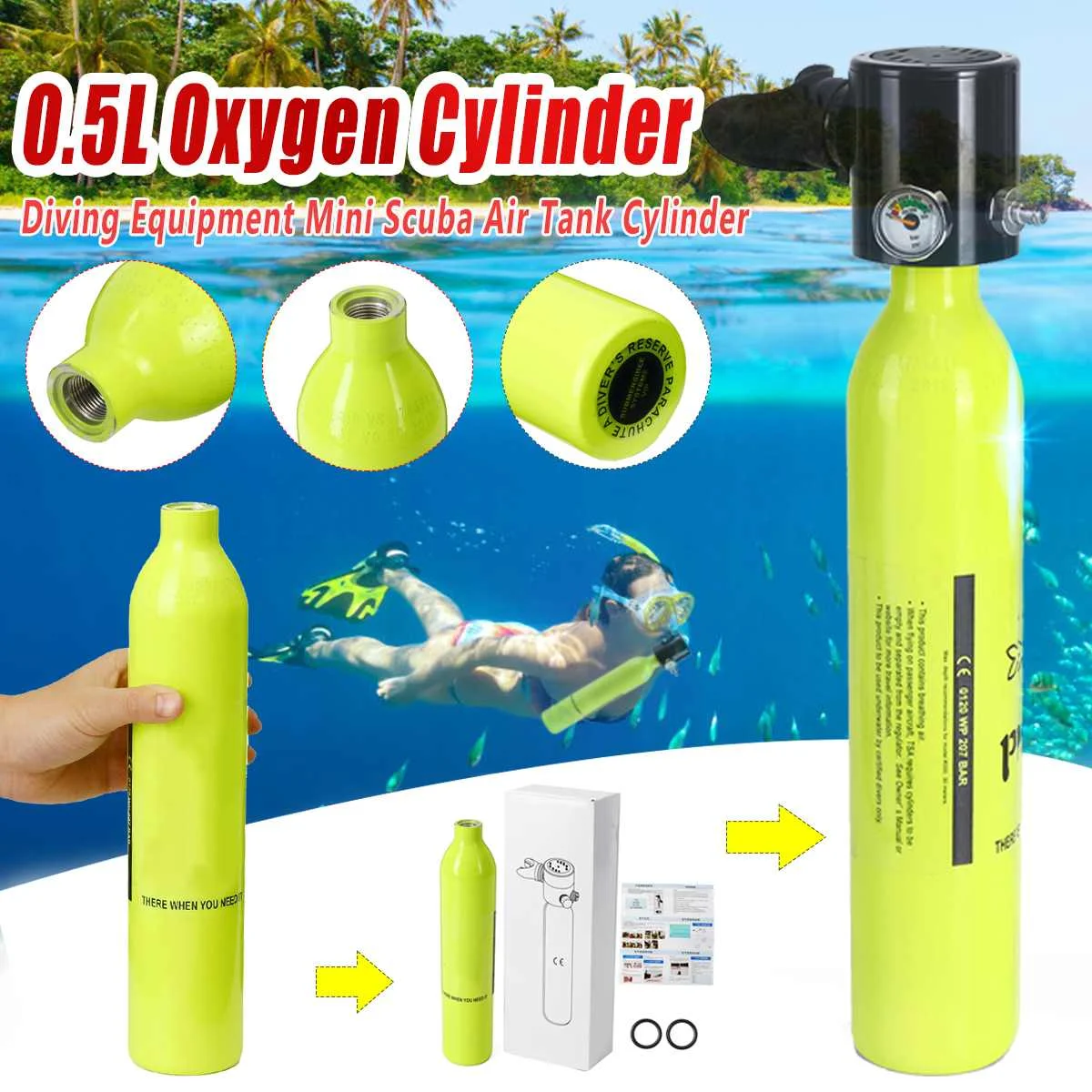 Diving Equipment Mini Scuba Oxygen Air Tanks Cylinder Head Valve