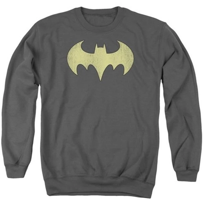 Trevco Dc-Batgirl Logo Distressed - Adult Crew Neck Sweatshirt Charcoal Small |