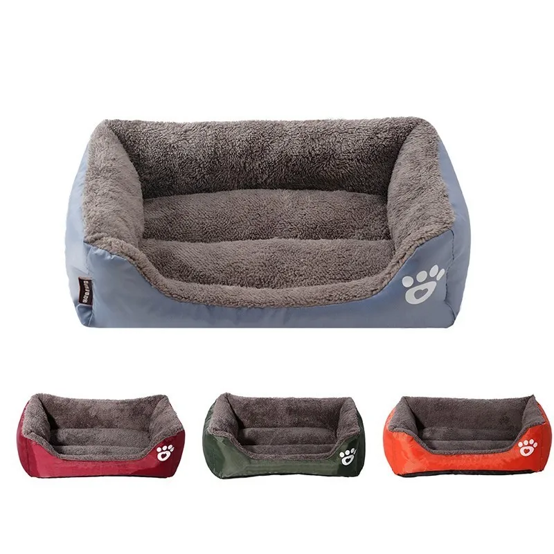 cheap 9 Colors Paw Pet Sofa Dog Beds Waterproof Bottom Soft Fleece Warm Cat Bed House For Big Dog Petshop Cama Perro S 3XL