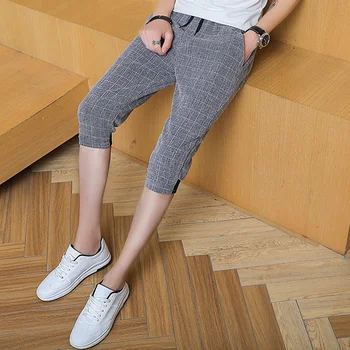 

2019 Spring And Summer New Chinese Style Quality Comfortable Cotton Tide Male Harajuku Work Sports Lattice Slim Casual Pants