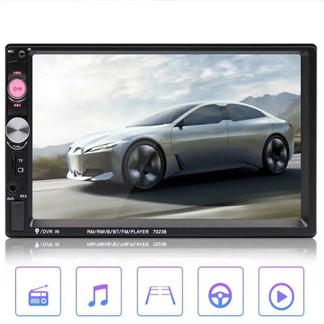 

7'' Bluetooth Car MP5 Player 1 Din Auto FM Radio Touch Screen TF USB Handsfree Car Stereo Video Audio Player Rear View Camera