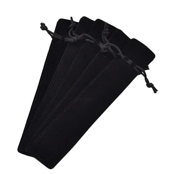 

50 Pcs Black Velvet Pen Pouch Sleeve Holder Single Pen Bag Case Pencil Bag