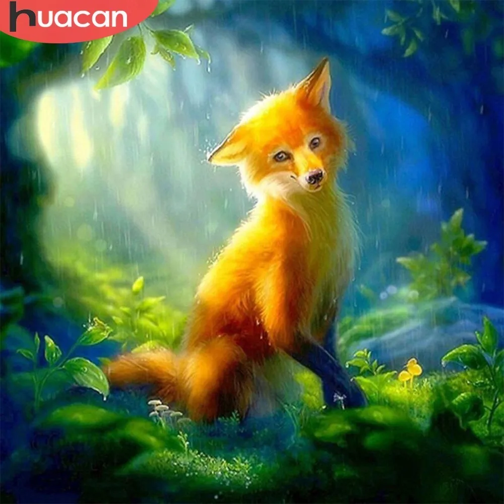 

HUACAN 5D DIY Diamond Painting Full Square Fox Forest Diamond Embroidery Cross Stitch Rhinestone Wall Stickers Home Decor