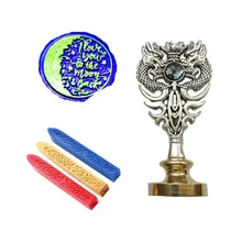 Фирменная индивидуальная восковая печать комплект печатей I Love To The Moon Back металлическая ручка дракона винтажные свадебные приглашения(Дракон Серебро