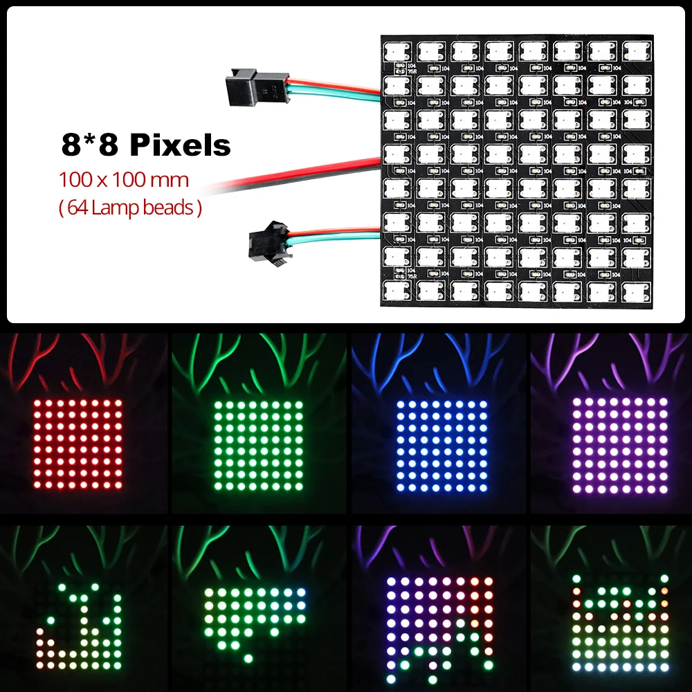 WS2812B RGB светодиодный панель чип индивидуально адресуемый цифровой светодиодный модуль 8x8/8x32/16x16 пикселей WS2812 Гибкая Пиксельная панель