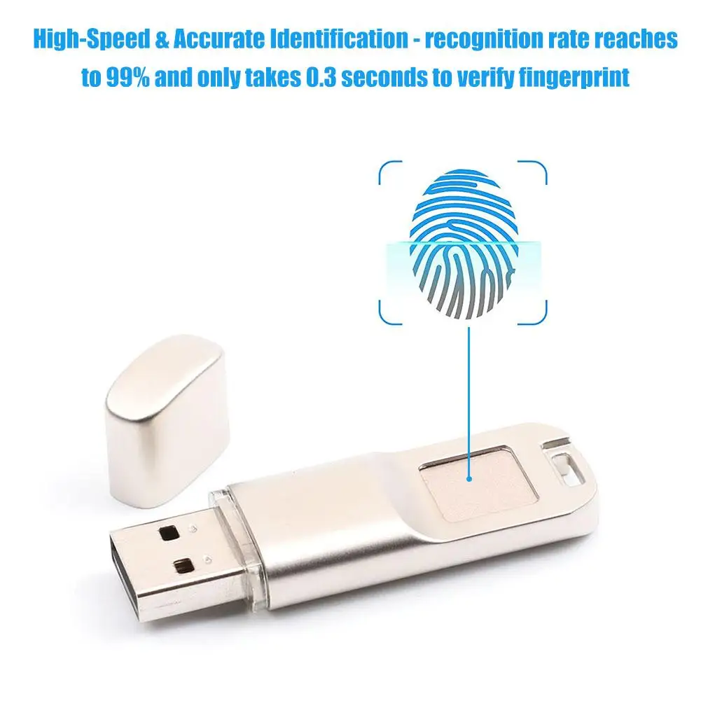 

USB Flash Drive Fingerprint Encryption U Disk High Speed Recognition Waterproof Metal Fingerprint U Disk Memory Stick Storage