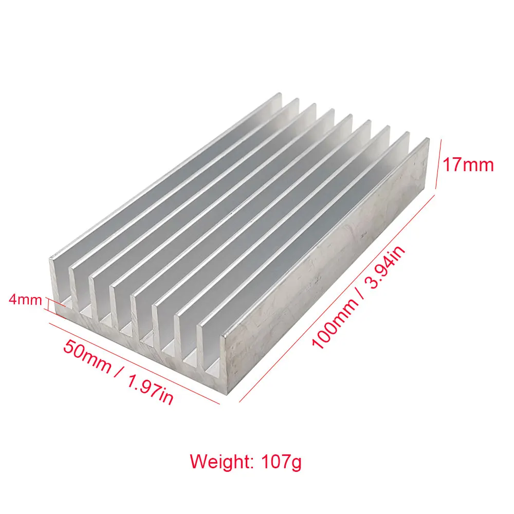 2PCS 100x50x17mm Aluminum Heatsink Cooling Board for LED Light Lamp High Thermal Conductivity LED Radiator Electronics Heatsinks