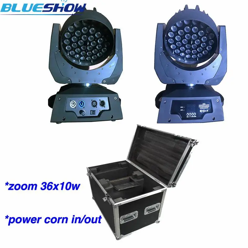 

2pcs/lot+flightcase, Zoom LED Moving Head Wash Light 36x10W RGBW Quad Stage Lights Equipment