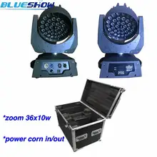 2pcs/lot+flightcase, Zoom LED Moving Head Wash Light 36x10W RGBW Quad Stage Lights Equipment 2pcs/lot+flightcase, Zoom LED Moving Head Wash Light 36x10W RGBW Quad Stage Lights Equipment