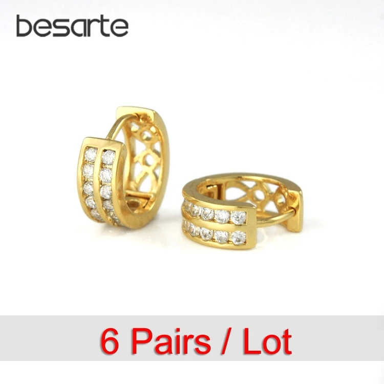 

6Pair Wholesale Gold Hoop Earrings For Women Oorbel Boucle D'oreille Femme Kolczyki Pendientes Mujer Korean Earing Jewelry E1420