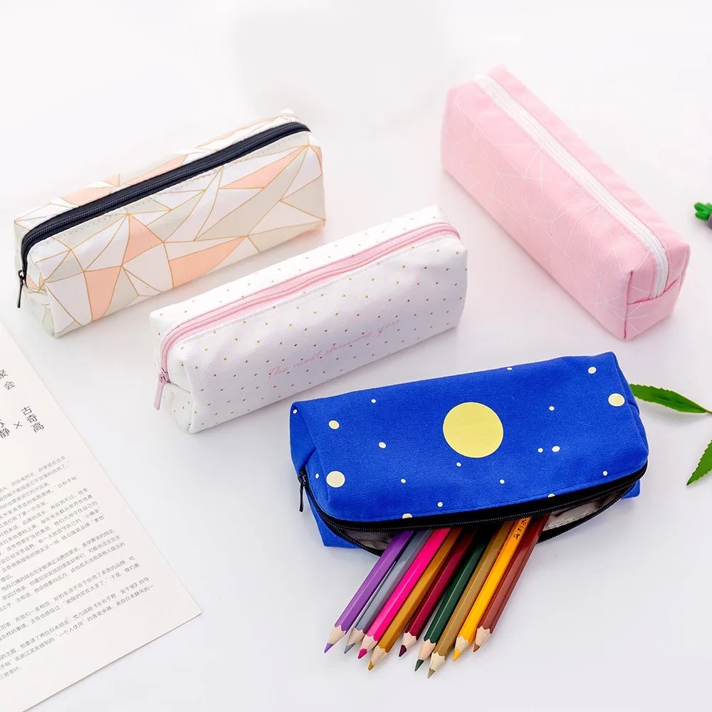 

NOVERTY NEW Kawaii Cute Canvas Starry Sky Pencil Case School Student Supplies Pen Box Pen Bag Stationery Storage Bag 05167
