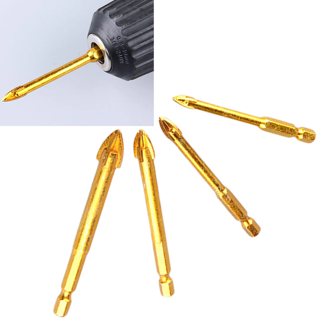 6/8/10/12mm Titanium Tungsten Carbide Tile Glass Cross Spear Head Drill
