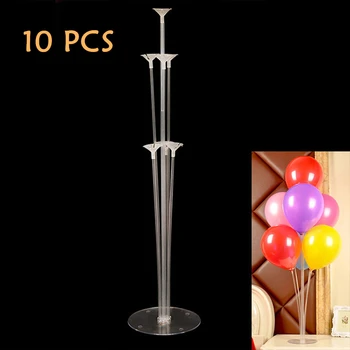 

10 set 7 Tubes Balloons Holder Column Stand Clear Plastic Balloon Stick Birthday Party Decoration Kids Wedding Balloons Decor