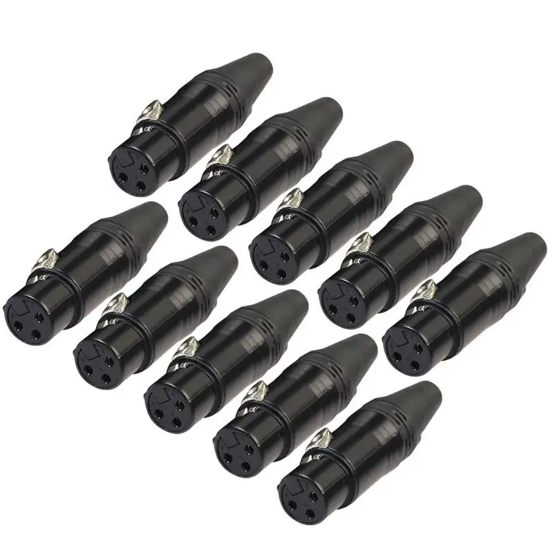 

10pcs DIY Microphone XLR 3Pin Female Connector Cable Solder Plug Adapters