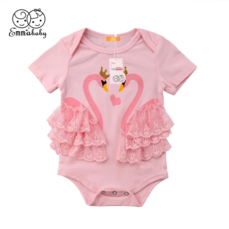 

Swan Lace Baby Girl Bodysuit Short Sleeve Newborn Infant Bodysuit Baby Body Girls Bodie Clothes For Baby Bodysuit For Babies
