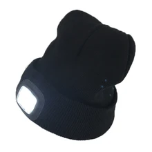 1 шт Пеший Туризм шерстяная шапка с светодиодная Кнопка Батарея шапка Творческий простая Кепка с лампой для дома путешествия(черный