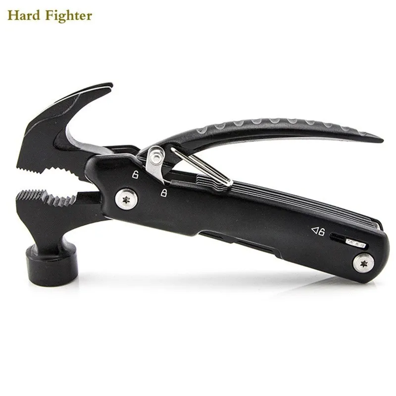 Hammer multitool outdoor black survival pliers pocket knife folding tool cutter serrated jaw hand Combination Multi Functional Hammer multitool outdoor black survival pliers pocket knife folding tool cutter serrated jaw hand Combination Multi Functional