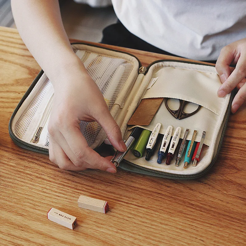  Lovely Leather Portable Pencil Bag Pencil Case Travel Passport Makeup Package Kawaii  Stationery 