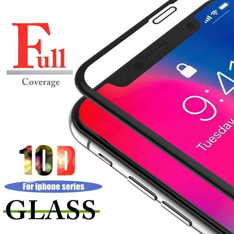 

Real 10D Clear Full Coverage Protective Film For iPhone 6 6S 7 8 Plus Glass Film For iphone X XS XR XSMax Screen Protector Film