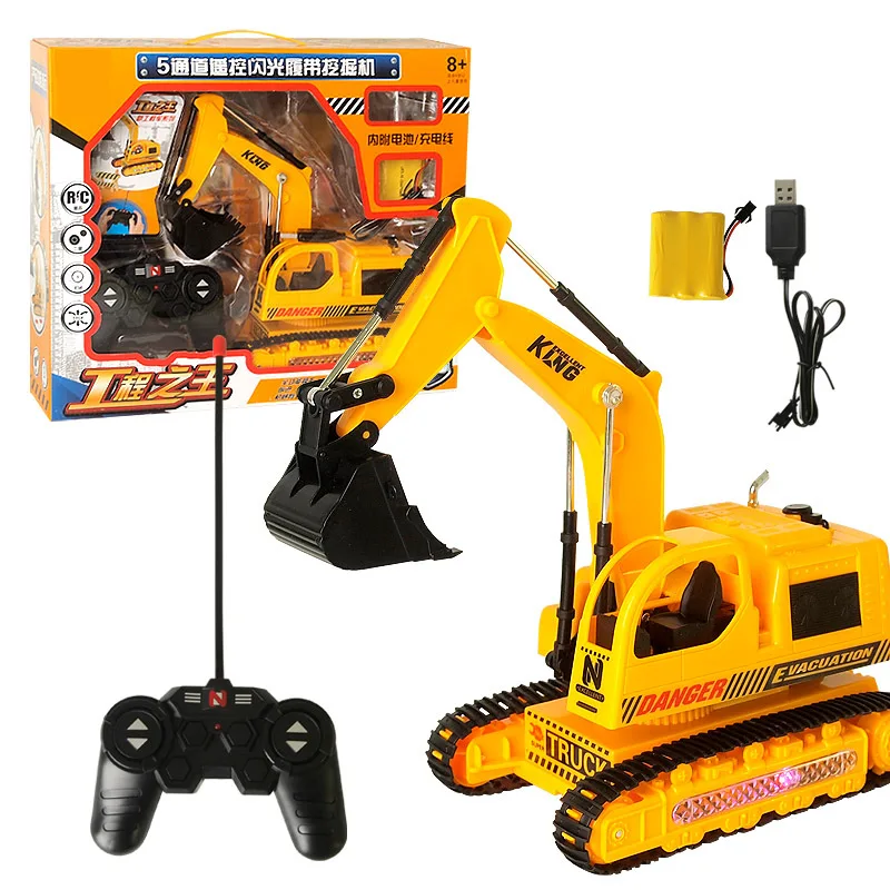 

Large Five Channel Charging Rc Excavator Remote Control Four-wheel Children Toy Engineering Vehicle