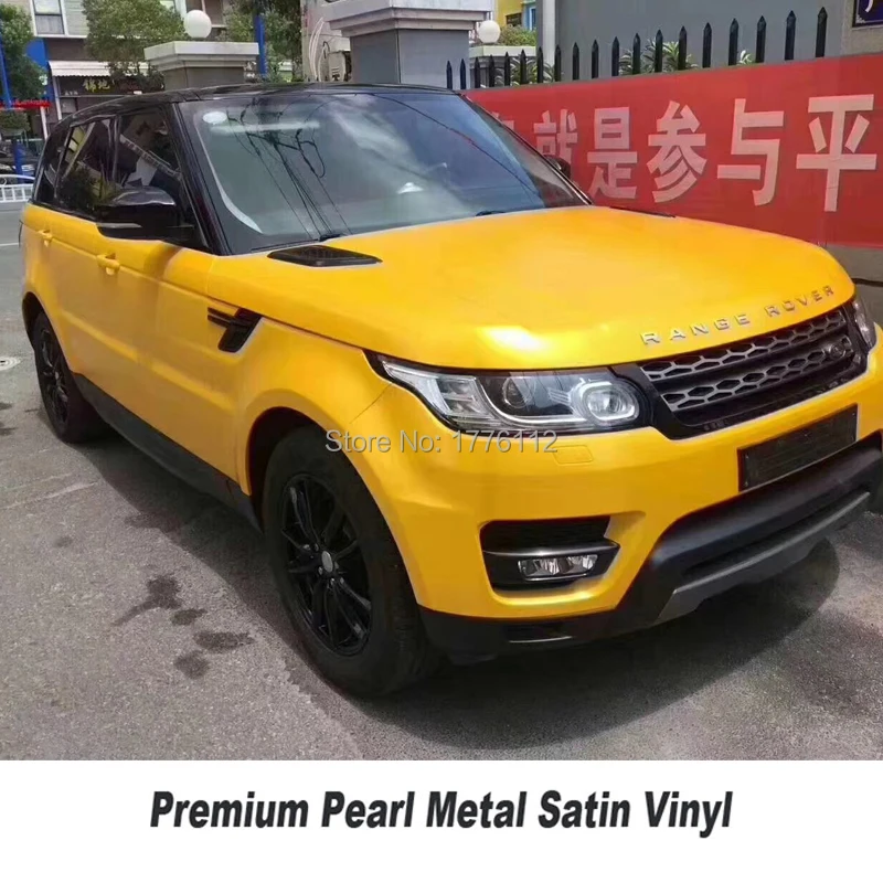 5ft X 65ft/Roll High quality Matt satin pearl yellow Vinyl Wrap Self