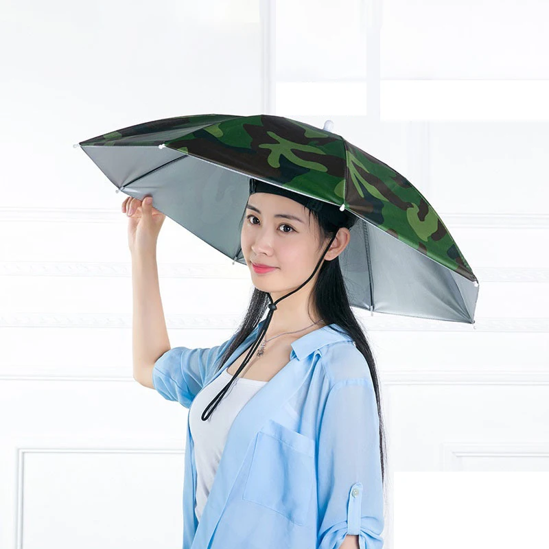 

Foldable Umbrella Hat Cap Headwear Umbrella For Fishing Hiking Beach Camping Outdoor Mountaineering Rain Gear