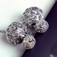 Модные посеребренные металлические полые двухсторонние милые бусы серьги-гвоздики ювелирные изделия Свадебные brincos буклы для женщин