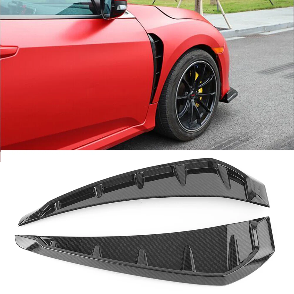 Car Shark Grille Air Flow Side Vent Exterior Grill Decoration For Honda Civic ABS Plastic Carbon Fiber
