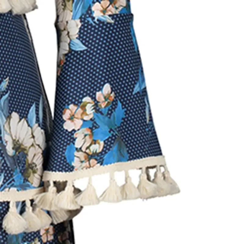 Для женщин миди платья для Элегантный Boho Лето 2019 синий Путешествия Aline с