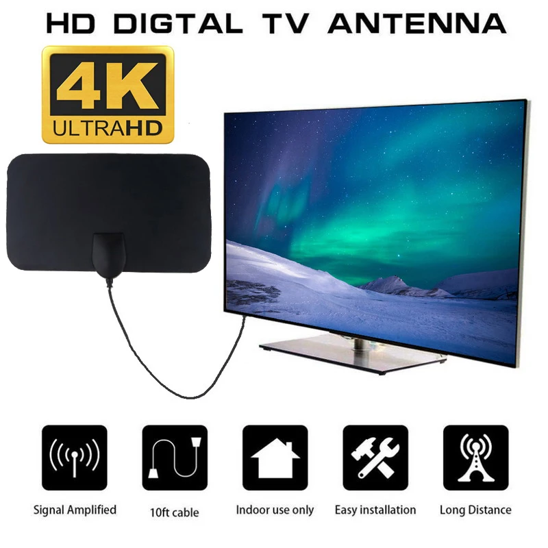 

Kebidumei Indoor TV Antenna Aerial Digital HDTV Antennas 50 Miles Range 4K 1080P HD VHF UHF Freeview Television Antenna Satelite