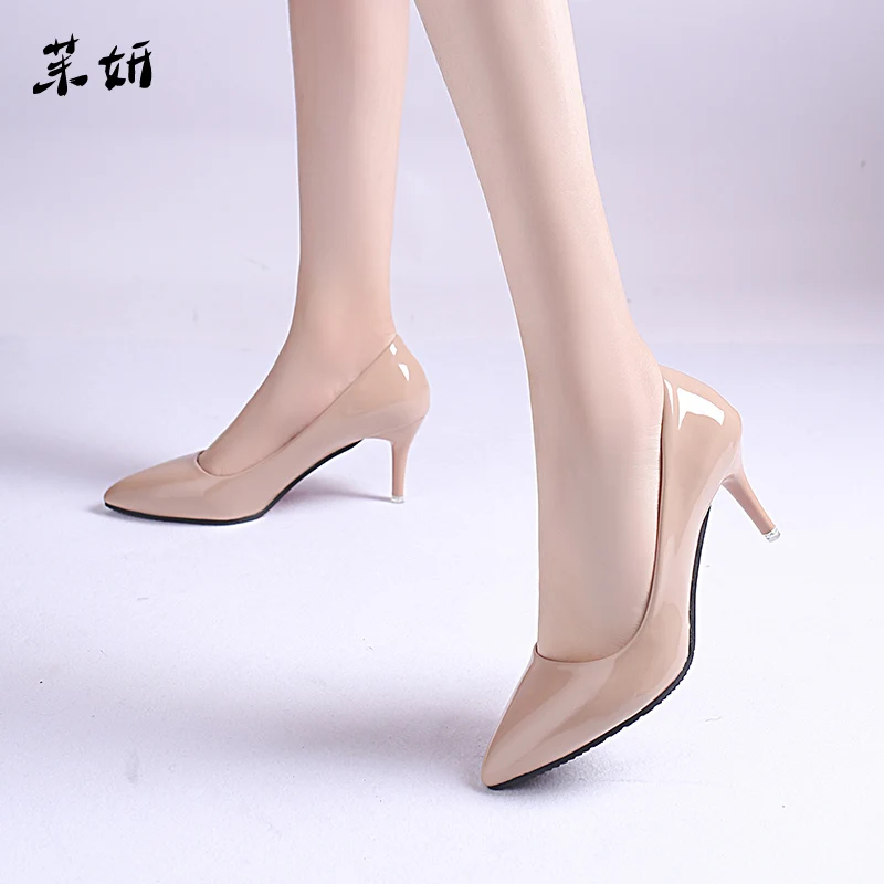Zapatos de charol para Mujer, calzado de punta fina con tacones de boca  poco profunda, tacones altos de 7cm, moda de primavera, 2019|Zapatos de  tacón de mujer| - AliExpress