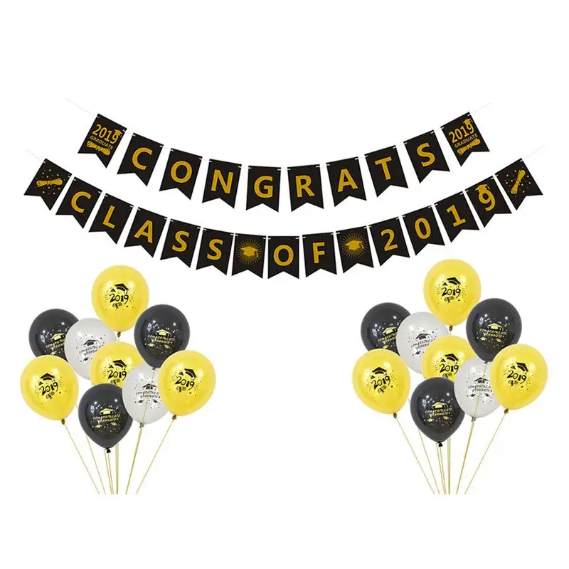 

25Pcs/Pack Decorative Latex Balloons 2019 Graduation Party Paper Banner Flower Balls Party Decors For Memorable Graduation