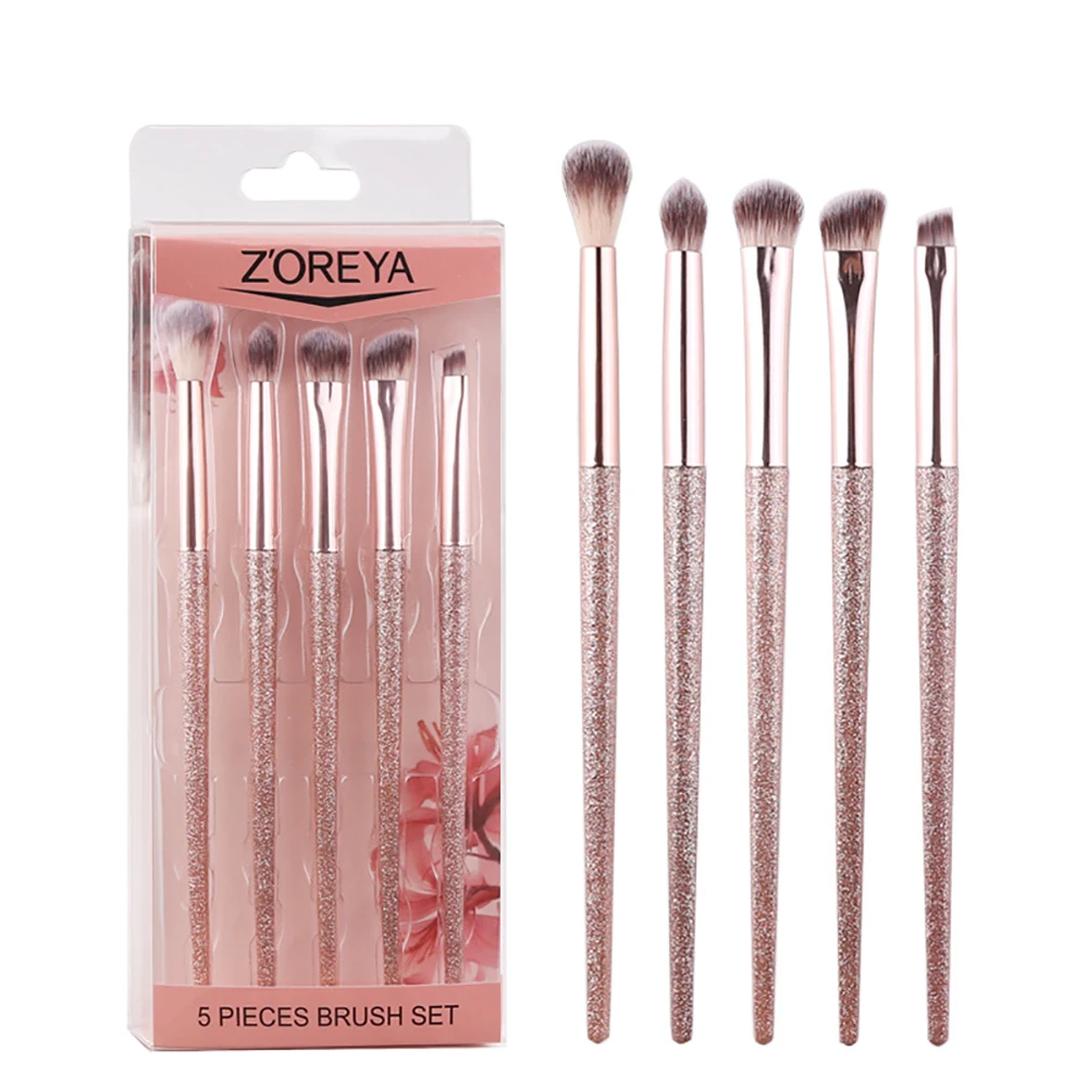 

5pcs Pink Makeup Brushes Set For Makeup Matte Glitter Techniqueing Pinceis Eye Shadow Blending Eyeliner Eyelash Eyebrow Brushes