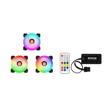 

COOLMOON 3pcs Computer Case PC Cooling Fan RGB Adjust LED 120mm Quiet + IR Remote For CPU