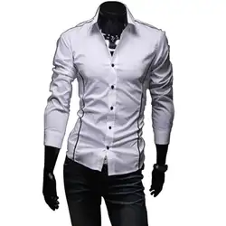 MISSKY для мужчин рубашка бренд 2019 мужской высокое качество рубашки с длинными рукавами Повседневное хит цвет Slim Fit черный