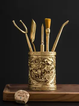 

Chinese teaware fittings pure copper tea clip Kungfu tea ceremony 6pcs set tea tweezer scoop fork tea knife bucket accessories