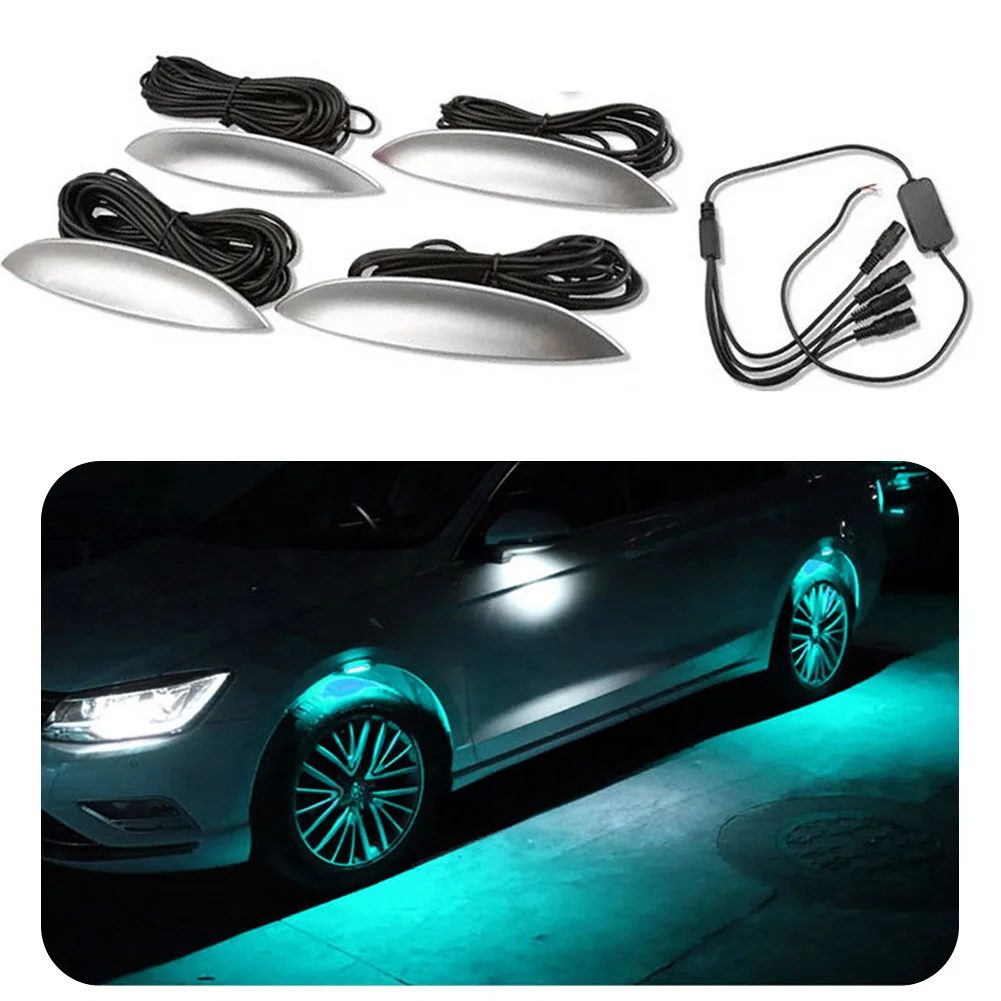 4 шт./лот, универсальный автомобильный светильник одного цвета, декоративная лампа на колесиках для бровей, светильник s, атмосферный светильник для стайлинга автомобилей