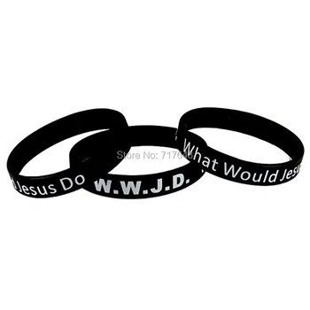 

100pcs Black Light Blue W.W.J.D. What Would Jesus Do wristband silicone bracelets free shipping by epacket A