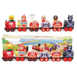 Детские деревянные магнитные поезда автомобиля игрушка локомотив модель образования DIY мини-головоломки 6 раздел игрушка набор
