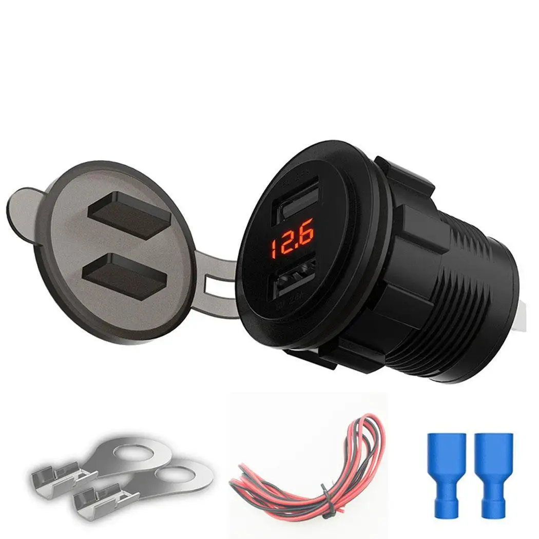 

4.8A USB Dual Car Charger with LED Display General Mobile x 2 Unique design of double ports Phone Charger 5V